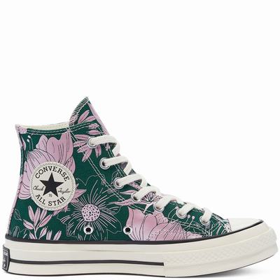 Converse Vintage Floral Chuck 70 - Naisten Matalavartiset Tennarit - Vihreä/Pinkki